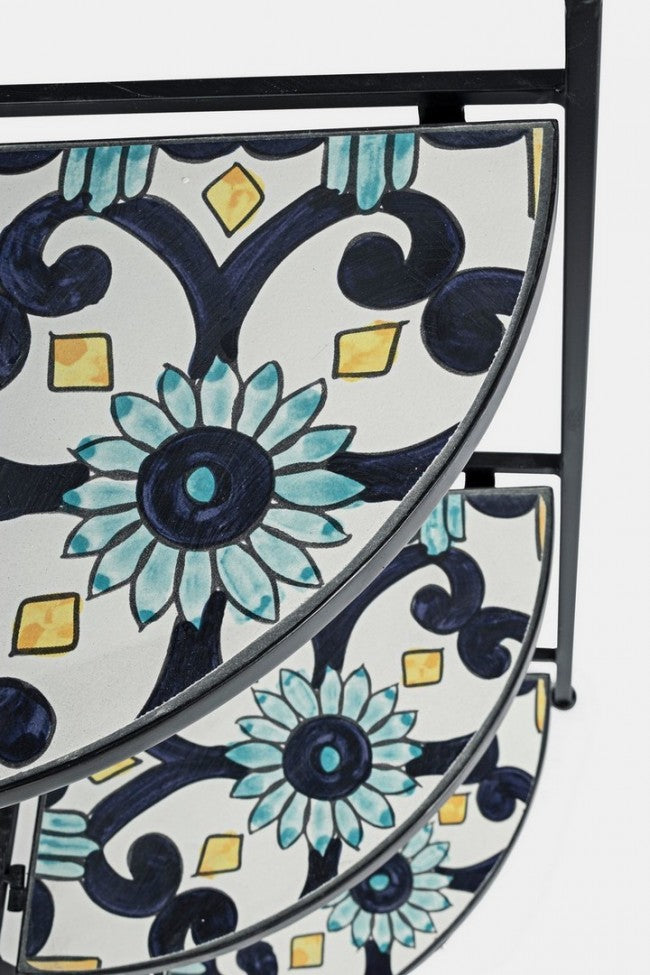 Angoliera Pieghevole Positano classica con ripiani in ceramica
