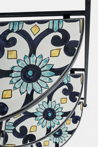 Angoliera Pieghevole Positano classica con ripiani in ceramica