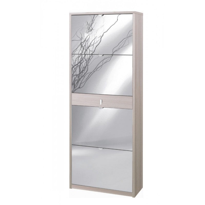 Scarpiera quattro ante a specchio un cassetto Olmo Chiaro 63x29x h164 cm