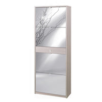 Scarpiera quattro ante a specchio un cassetto Olmo Chiaro 63x29x h164 cm