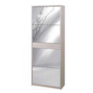 Scarpiera quattro ante a specchio un cassetto Olmo Chiaro 63x29x h164 cm