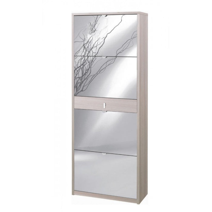 Scarpiera quattro ante a specchio un cassetto Olmo Chiaro 63x29x h164 cm