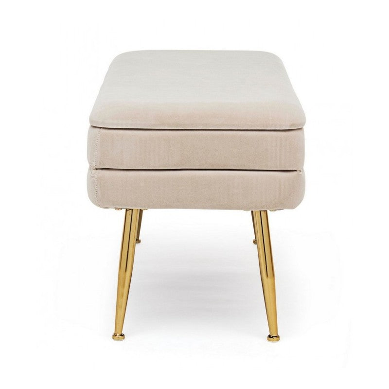 Panca contenitore beige con piedi cm 79.5 x 37.5 x 42h