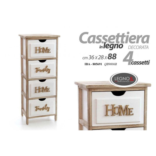 Cassettiera Home Family bianco legno cm 88 h