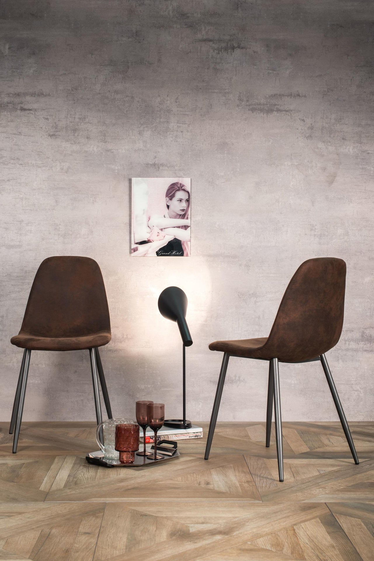 4x Sedia in similpelle vintage e seduta moka 450x84h cm