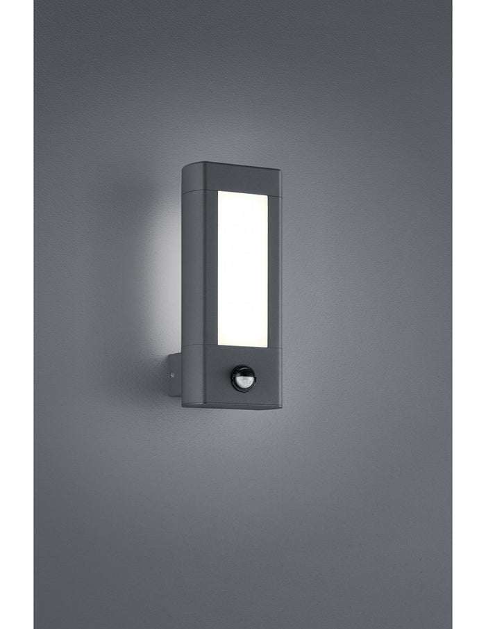 Applique Da Esterno Rhine Led IP54 Antracite Con Sensore Di Movimento H28 cm Trio Lighting