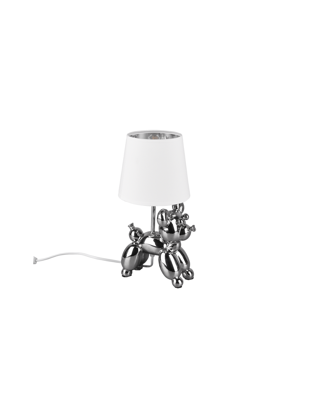 Lampada Da Tavolo Bello Argento Paralume Bianco L17 cm Trio Lighting