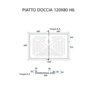 Piatto doccia angolare 80x120 h6 antiscivolo