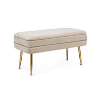 Panca contenitore beige con piedi cm 79.5 x 37.5 x 42h