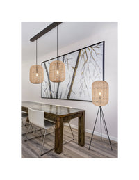 Piantana Vintage Runa Treppiede Diffusore Sisal Marrone Trio Lighting