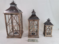 Lanterna legno metallo 1-3 noce quadro cm32x32h78