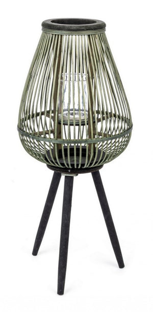 4x Lanterna Treppiede Bamboo Ver-Nero H61.5