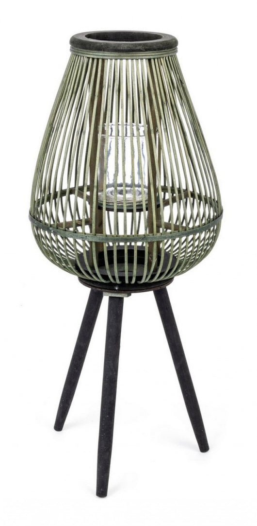 4x Lanterna Treppiede Bamboo Ver-Nero H61.5