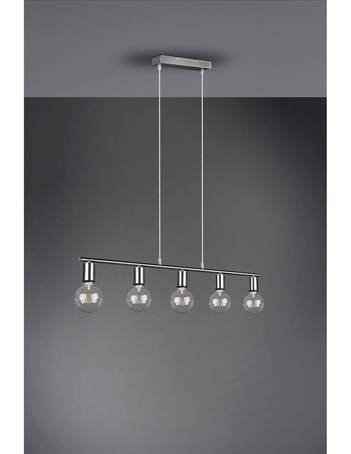 Sospensione 5xE27 Vannes Nichel L82 cm Trio Lighting