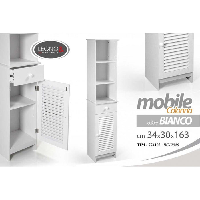 Colonna bianca bagno stile veneziano con anta cm 34 x 30 x 163