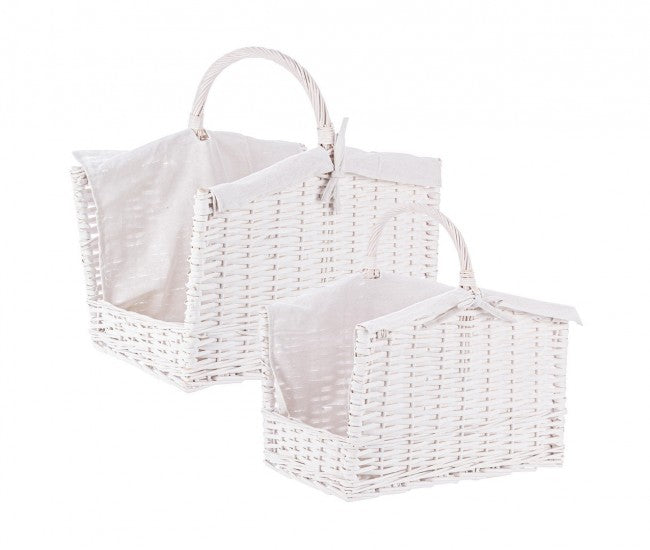 2x Cesta legna bianco 44x30x42h, 50x37x47,5h
