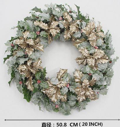 Coroncina con pungitopo oro cm36h50