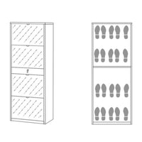 Scarpiera quattro ante a specchio un cassetto Bianco Ossido 63x29x h164 cm