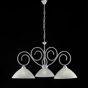 Lampadario in ferro Bianco Shabby tre luci paralumi in vetro Bianco 78x h54 cm