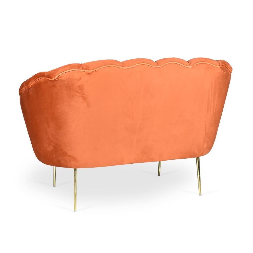 Divano due posti Orel in velluto Babyface 09 ruggine piedini oro H76xL130xP70