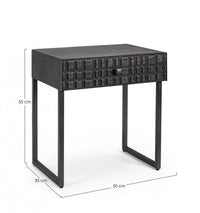 Tavolino nero 1 cassetto in legno stile industriale 50x35x55