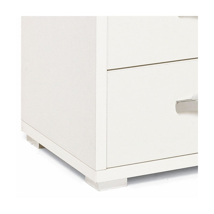 Comodino con 2 cassetti bianco frassinato in legno nobilitato 36x52xH 43