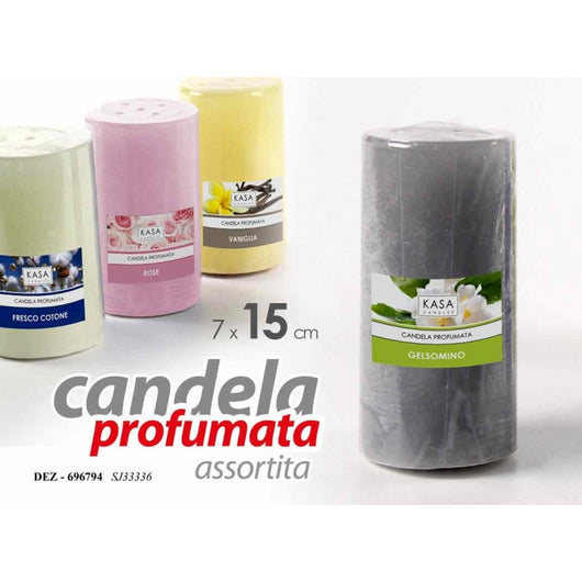 12x Candele profumate assortite cm 7 x 15 altezza