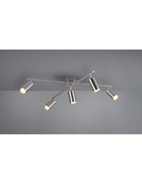 Plafoniera 5 Faretti Orientabili Marley Nichel Trio Lighting