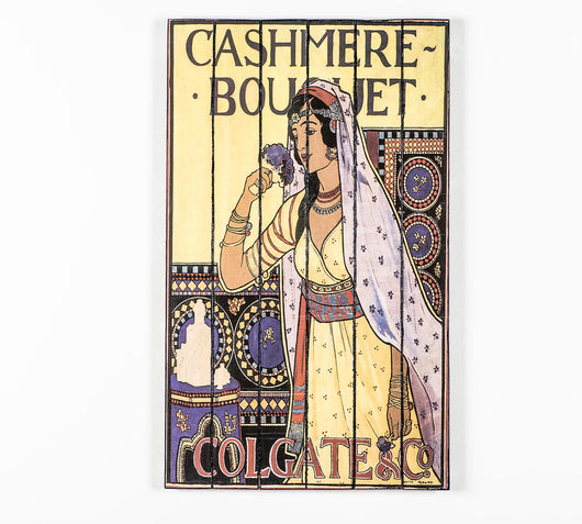 Stampa su legno con tela multicolor 60x100 cm