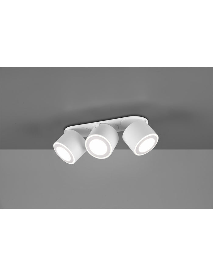 Plafone 3 Spot Doppia Emissione Led L27 cm Taurus Bianco Trio Lighting