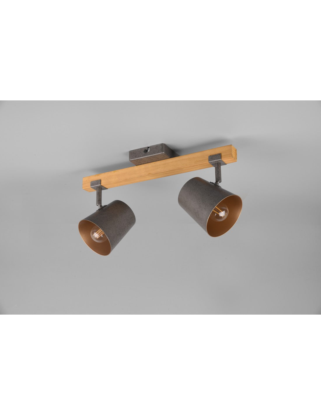 Faretto Doppio Spot Orientabile Legno E Metallo Nichel Bell Trio Lighting