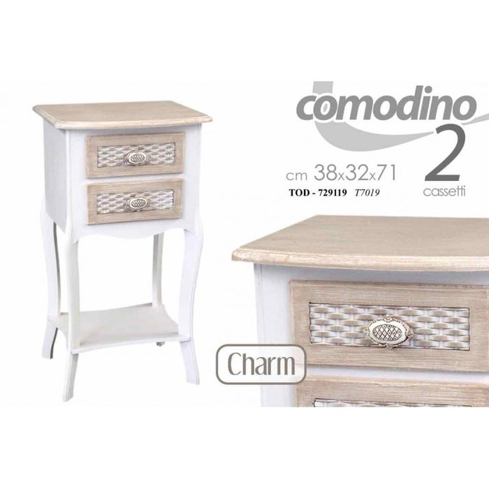 Comodino charm camera shabby con cassetti Effetto anticato cm 38 x 32 x 71 h
