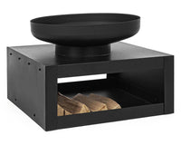 Braciere con porta legna nero arredo giardino Efesto