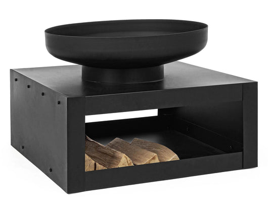 Braciere con porta legna nero arredo giardino Efesto