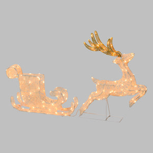 Renna con Slitta 3D H60cm 160 LED Serie LHC Luci di Natale