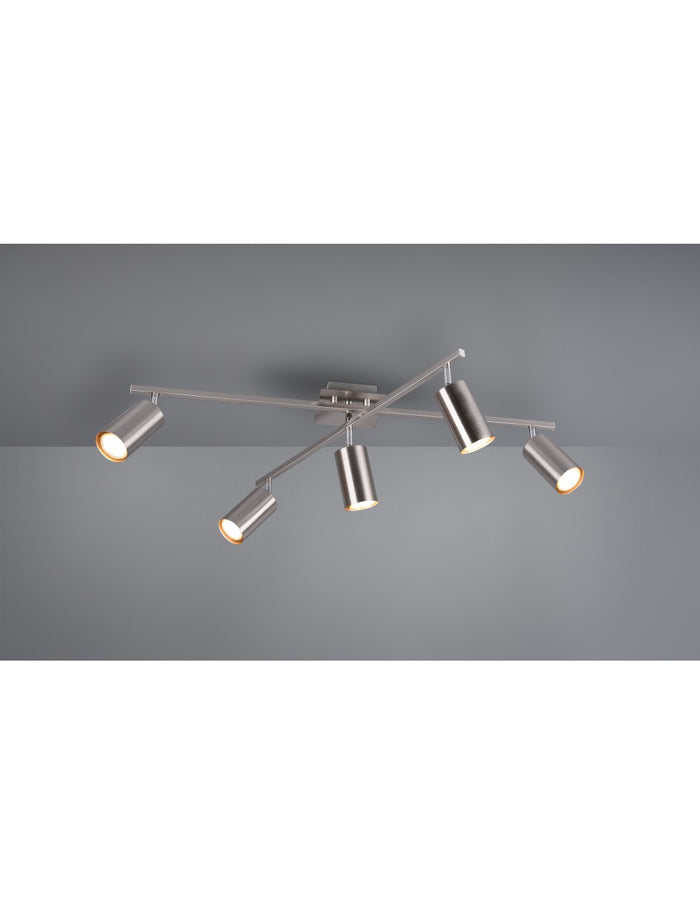Plafoniera 5 Faretti Orientabili Marley Nichel Trio Lighting