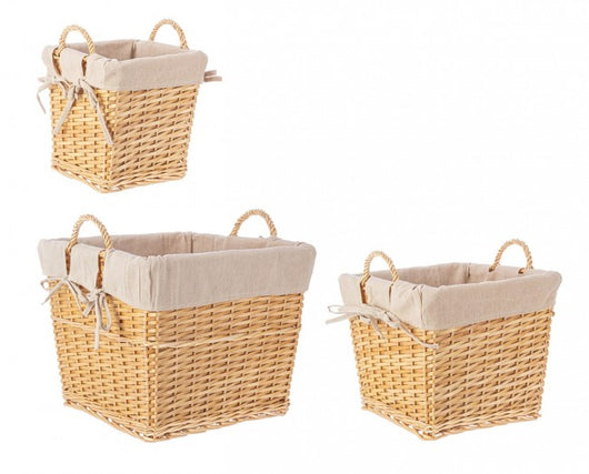 Cesta beige 26x26x26h, 35x35x30h, 44x44x36h