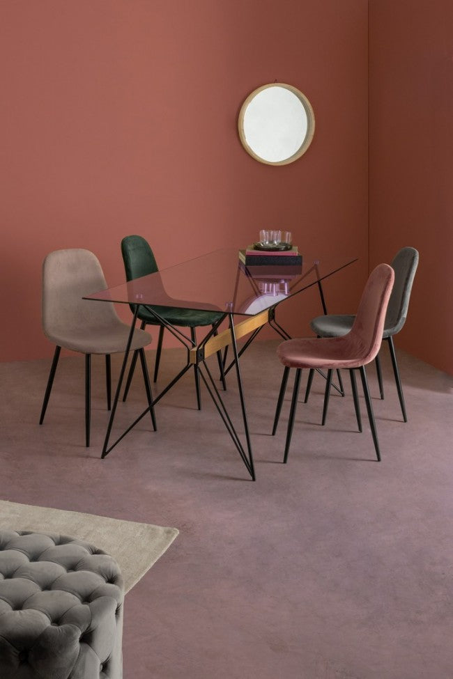 4x Sedia in velluto rosa 52,5x42,5x90