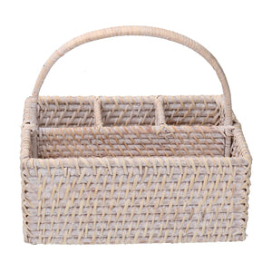 Portaposate rattan algarve bianco rettangolare cm26x20h11/22