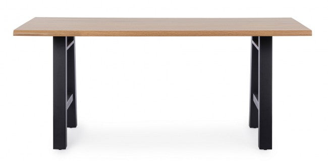 Tavolo nero in legno e acciaio stile industriale cm 180x90