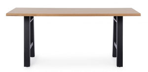 Tavolo nero in legno e acciaio stile industriale cm 180x90