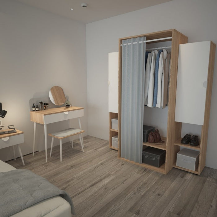 Guardaroba rovere con ante ed appendiabito da cabina o da camera