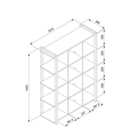 Libreria rovere quercia a cubi con profili antracite  107x39xh.145 cm