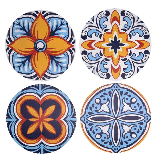 Mattonella legno confezione 4pz assortiti azzurro tondo cm ø20x0