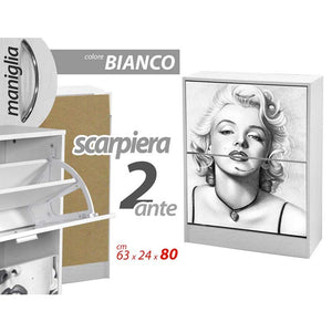 Scarpiera bianca design doppia ribalta cm 63 x 24 x 80 pop star