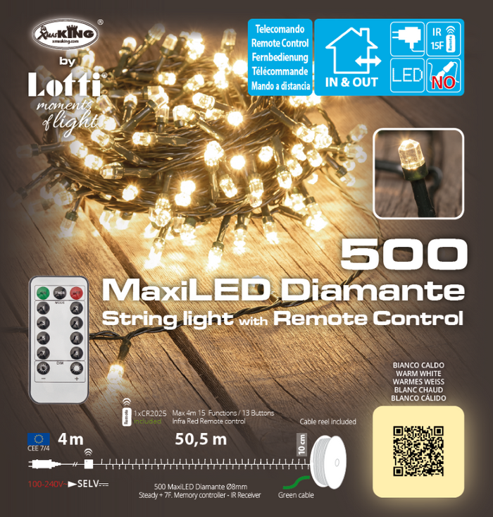 Catena 500 LED Bianco caldo 50m in bobina