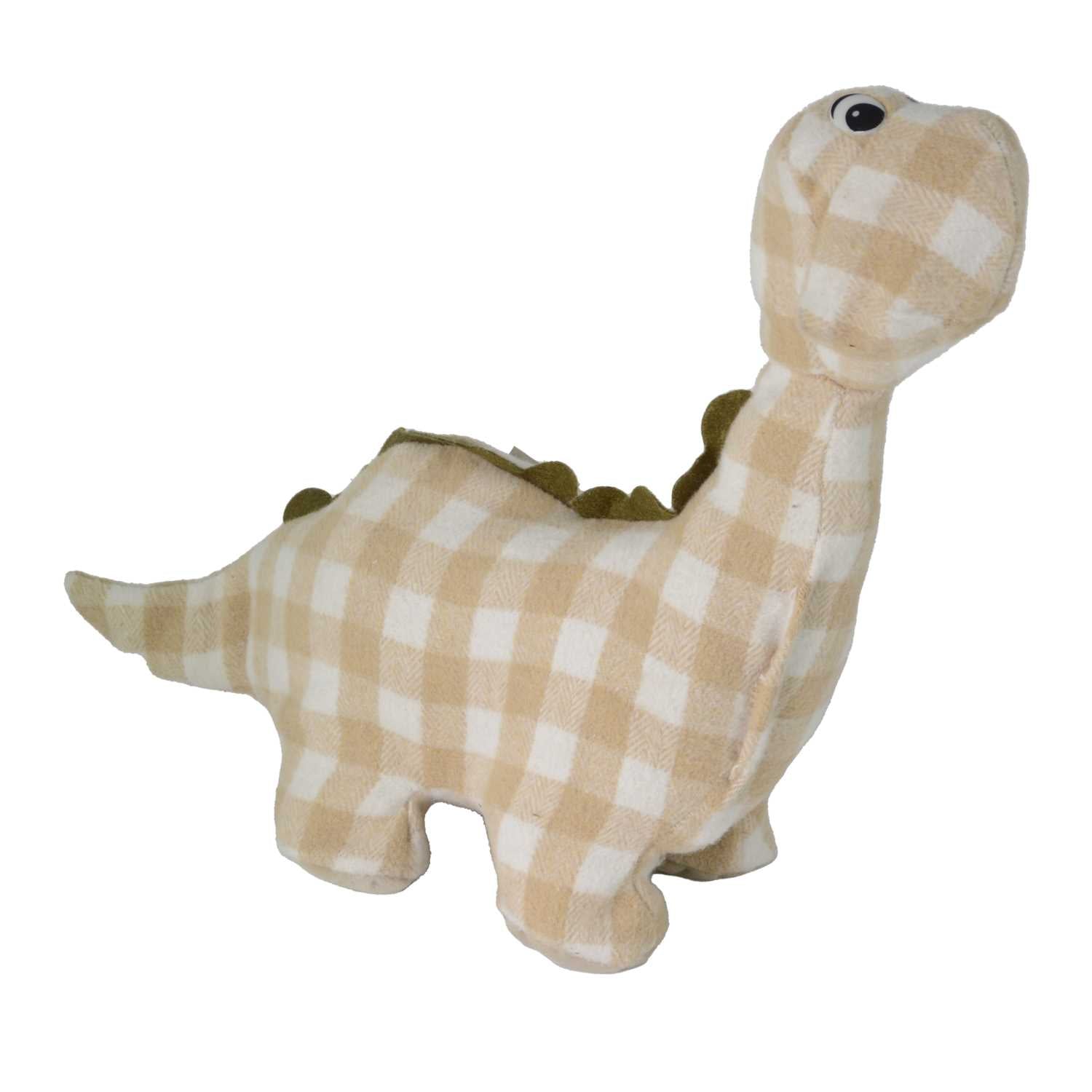 Fermaporta tessuto dinosauro quadretti crema cm 37x14h35