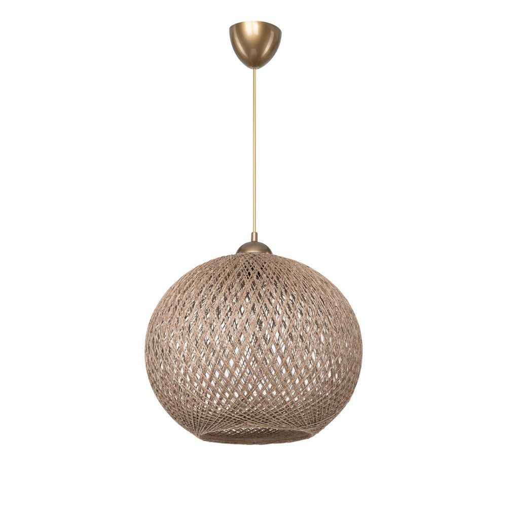 Lampada da soffitto Yumak MDL4746 con paralume in corda beige H65xL35