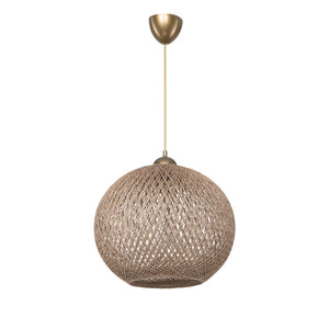 Lampada da soffitto Yumak MDL4746 con paralume in corda beige H65xL35