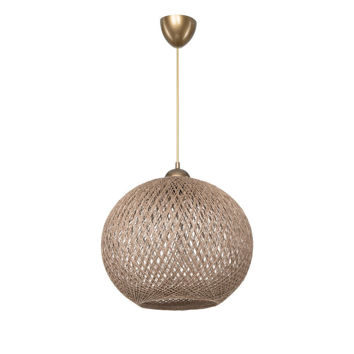 Lampada da soffitto Yumak MDL4746 con paralume in corda beige H65xL35